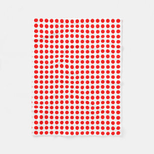 Rood op witte middelgrote grootte horizontale polk fleece deken