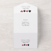 Rood op zwart faux glitter Las Vegas bruiloft All In One Uitnodiging (Buitenkant)