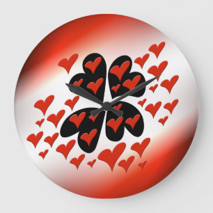 Rood op zwart hart grote klok