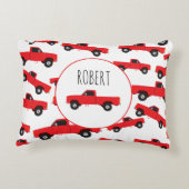 Rood ophaaltransport vrachtwagens naam accent kussen (Achterkant)