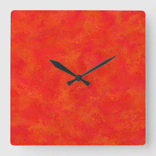Rood Oranje Abstract Patroon Vierkante Klok