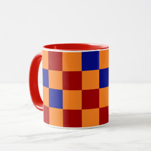 Rood Oranje Blauw Geruit Patroonontwerp Mok