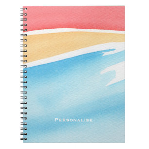 Rood Oranje Blauwe Aquarelstreken Persoonlijk Notitieboek