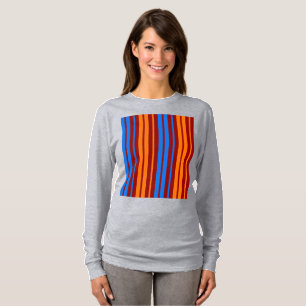 Rood Oranje Blauwe Verticale Strepen Ontwerp T-shirt
