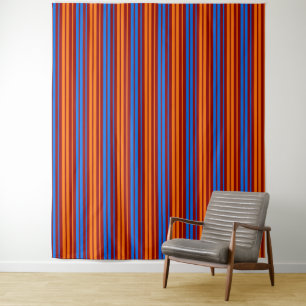 Rood Oranje Blauwe Verticale Strepen Ontwerp Wandkleed