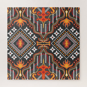 Rood-Oranje Centraal-Aziatisch: Traditionele Motie Legpuzzel