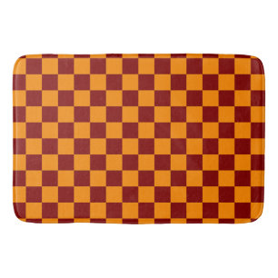 Rood + Oranje Checkered-schaakbordpatroon controle Badmat