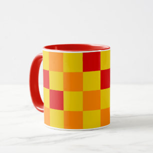 Rood Oranje Geel Geruit Patroonontwerp Mok