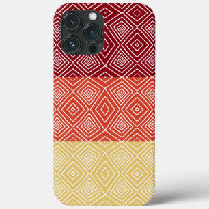 Rood oranje geel Tribale Diamonds Afrikaans Patroo iPhone 13 Pro Max Hoesje