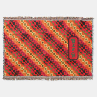 Rood Oranje Groen Aztec  Deken