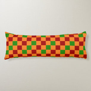 Rood Oranje Groen Geruit Patroonontwerp  Lichaamskussen