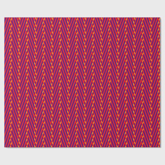 Rood Oranje Paarse Chevron Strepen Trippy Abstract Cadeaupapier (Vlak)