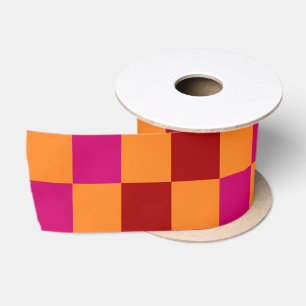 Rood Oranje Roze Geruit Patroonontwerp Lint