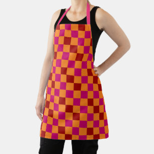 Rood Oranje Roze Geruit Patroonontwerp Schort
