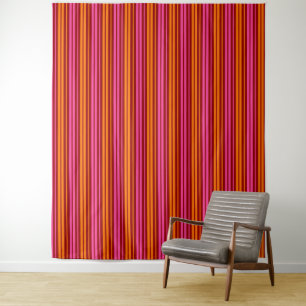 Rood Oranje Roze Verticale Strepen Design Wandkleed