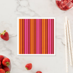 Rood Oranje Roze Verticale Strepen Ontwerp Servet