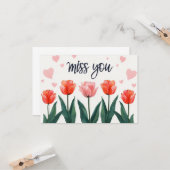 Rood-Oranje tulpen met hartjes missen je Kaart (Voorkant / Achterkant in situ)