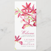 Rood orchidee waterverf botanische bloemen bruilof programma (Voorkant)