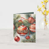  rood Ornament Foto & Recept Kerstmis Kaart (Gele Bloem)