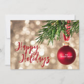 Rood Ornament Prettige feestdagen Feestdagenkaart (Voorkant)