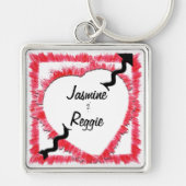 Rood overzicht van het hart met Pijl Gepersonalise Sleutelhanger (Voorkant)