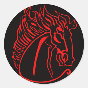 Rood Paard Ronde Stickers