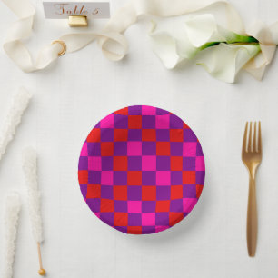 Rood Paars Roze Geruit Patroonontwerp  Papieren Kommen