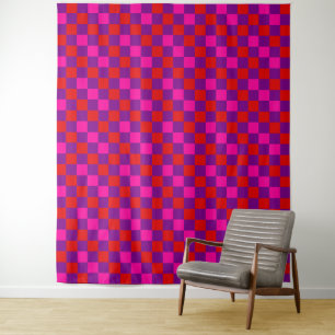 Rood Paars Roze Geruit Patroonontwerp Wandkleed