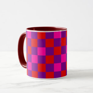 Rood Paars Roze Geruite Patroon Ontwerp Mok