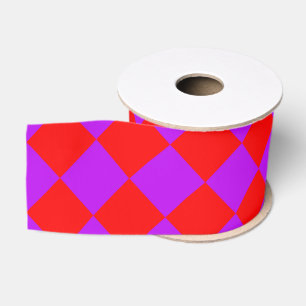 Rood Paars Rut Diamant Patroon Grosgrain Lint
