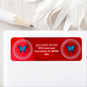 Rood Paars Scharlaken Blauw Vlinder Elegant Minima Etiket