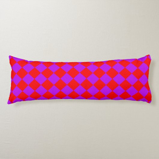 Rood Paarse Checker Diamantpatroon Lichaamskussen (Voorkant)
