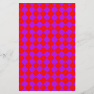 Rood Paarse Diamant Harlekijn Schachbrett Motief Briefpapier