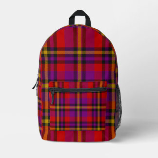 Rood Paarse geel Check Tartan Plaid Rugzak