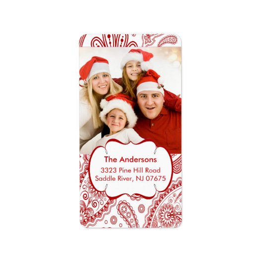 Rood Paisley FOTO Retouradres Label (Voorkant)