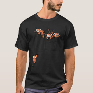 Rood Panda Beer Spelen Pocket T-shirt