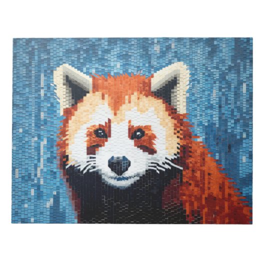 Rood Panda Dier Art Decor Verf Mozaïek Notitieblok (Voorkant)
