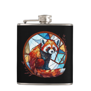 Rood Panda Dierenportret Glas in lood Wildlife Heupfles