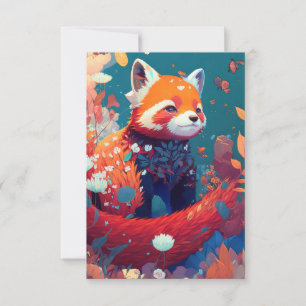 Rood Panda Dierenportret Schilderij Wildlife Fores Bedankkaart
