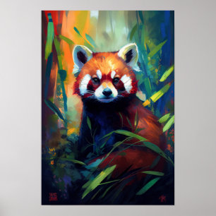 Rood Panda Dierenportret Schilderij Wildlife Fores Poster
