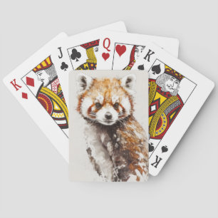 Rood Panda Portret Dier Schilderen Wildlife Forest Pokerkaarten