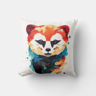 Rood Panda Wild Natuur Dier Kleur Kunst Schilderen Kussen