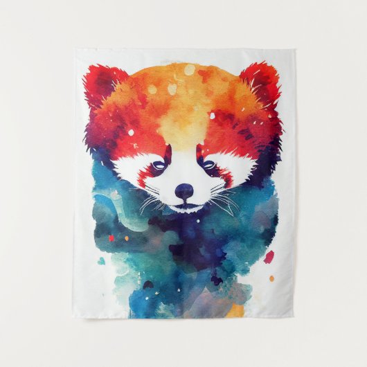 Rood Panda Wild Natuur Dier Kleur Kunst Schilderen Wandkleed (Voorkant)