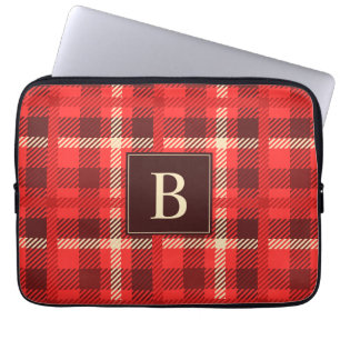 Rood paneel met aangepaste monogram laptop sleeve