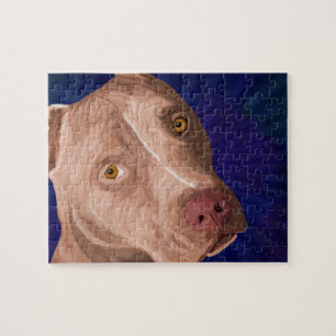 Rood paneel snijkop met blauwe achtergrond legpuzzel
