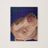 Rood paneel snijkop met blauwe achtergrond legpuzzel (Verticaal)