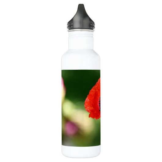 Rood papaver Aluminium 24oz Waterfles (Links)