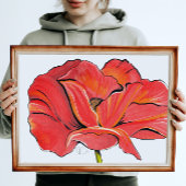 Rood papaver bloem hedendaags acryl schilderij canvas afdruk