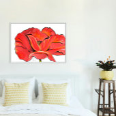 Rood papaver bloem hedendaags acryl schilderij canvas afdruk