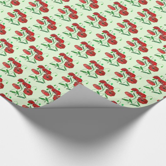 Rood papaver inpakpapier - Aangepaste kleur (Hoek)